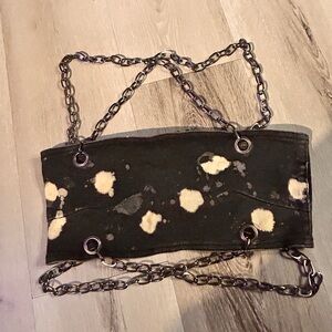 Chain Strap Black and Cream Women's Tank Top